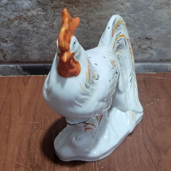 Vintage White Rooster Scented Sachet Potpourri Holder Ventilation Holes Top Deco - Picture 6 of 11